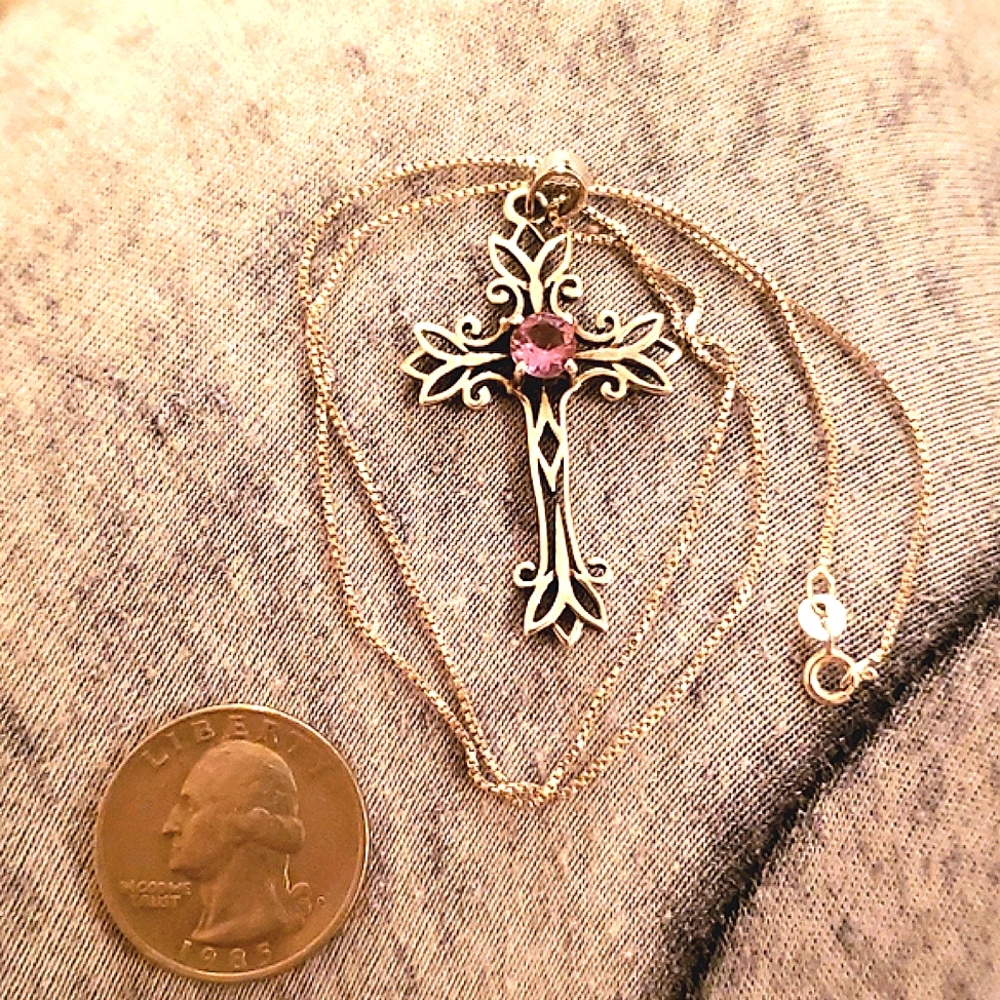 Amethyst Cross Sterling Silver and Chain